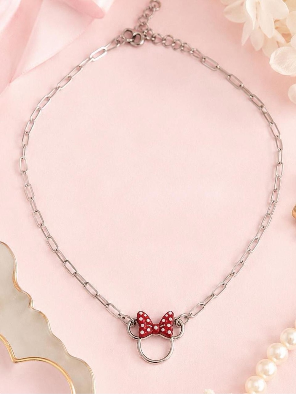 NWT Pura Vida x Disney Minnie Mouse Paperclip Chain Necklace Silver